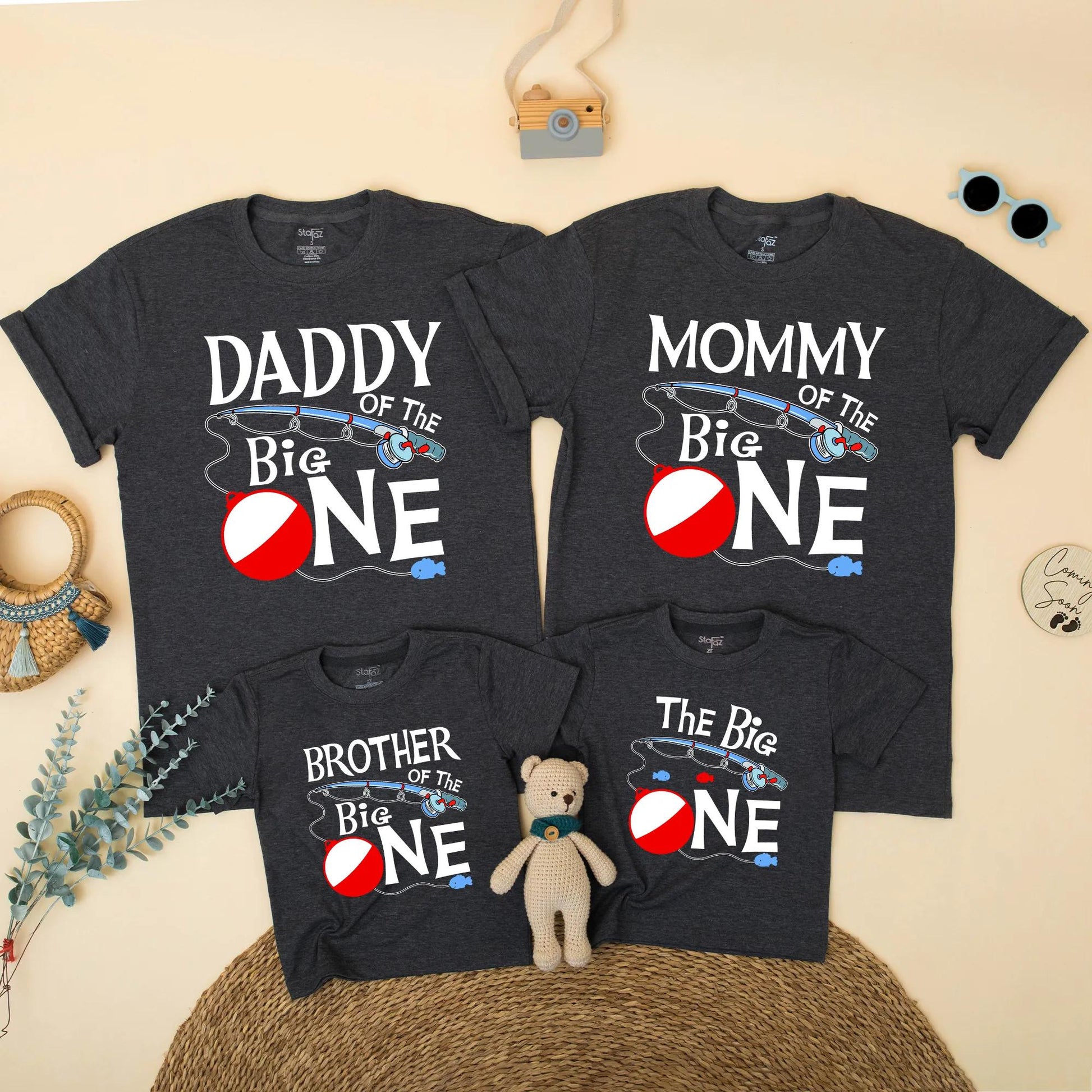 The Big One Fishing Matching Family Birthday Shirts, O-Fish-Ally One, Reel Cool First Birthday Party, Brother, Mommy, Daddy, Blue Fish, Red Bobber (138)