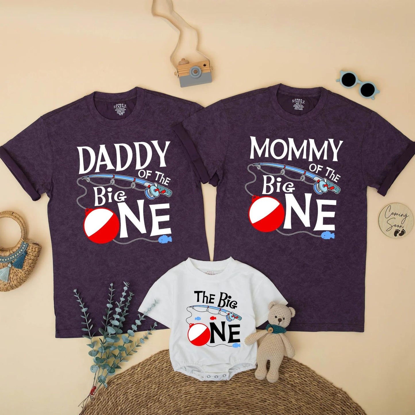 The Big One Fishing Matching Family Birthday Shirts, O-Fish-Ally One, Reel Cool First Birthday Party, Brother, Mommy, Daddy, Blue Fish, Red Bobber (138)