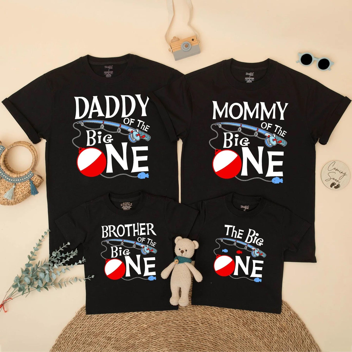 The Big One Fishing Matching Family Birthday Shirts, O-Fish-Ally One, Reel Cool First Birthday Party, Brother, Mommy, Daddy, Blue Fish, Red Bobber (138)