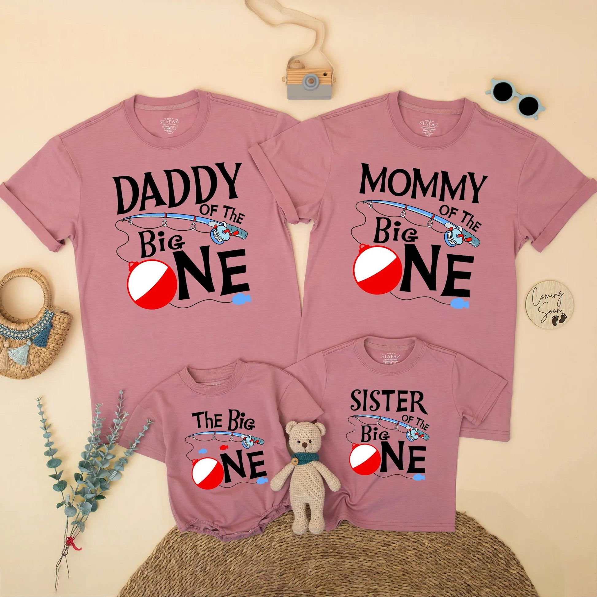 The Big One Fishing Matching Family Birthday Shirts, O-Fish-Ally One, Reel Cool First Birthday Party, Brother, Mommy, Daddy, Blue Fish, Red Bobber (138)