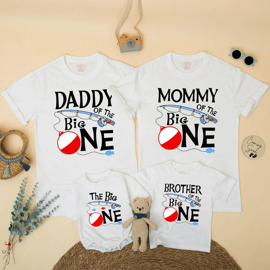 The Big One Fishing Matching Family Birthday Shirts, O-Fish-Ally One, Reel Cool First Birthday Party, Brother, Mommy, Daddy, Blue Fish, Red Bobber (138)