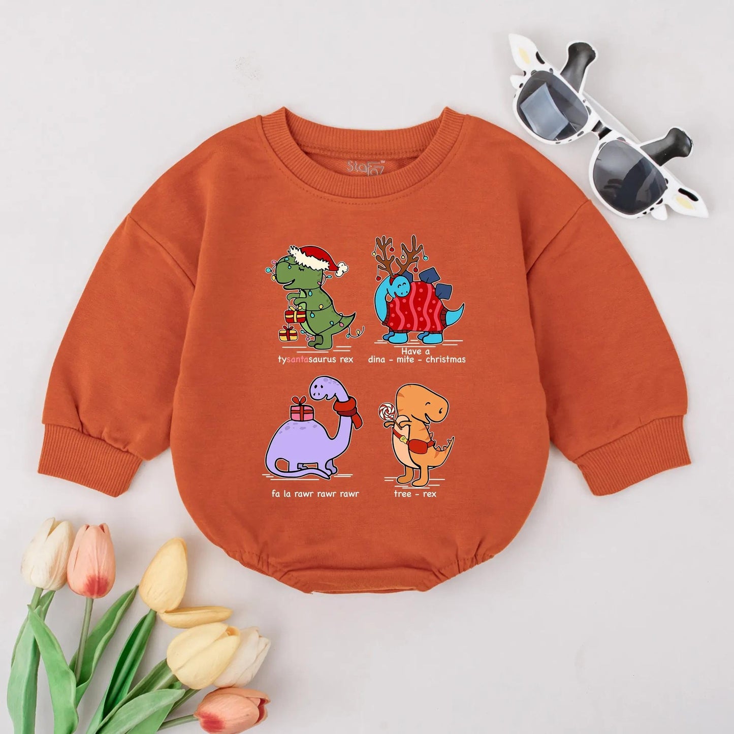 Cute Christmas Dinosaur Bubble Romper Vintage Baby Outfit Merry Christmas Vibes Dino Baby Shower Gift 1st Xmas Clothes