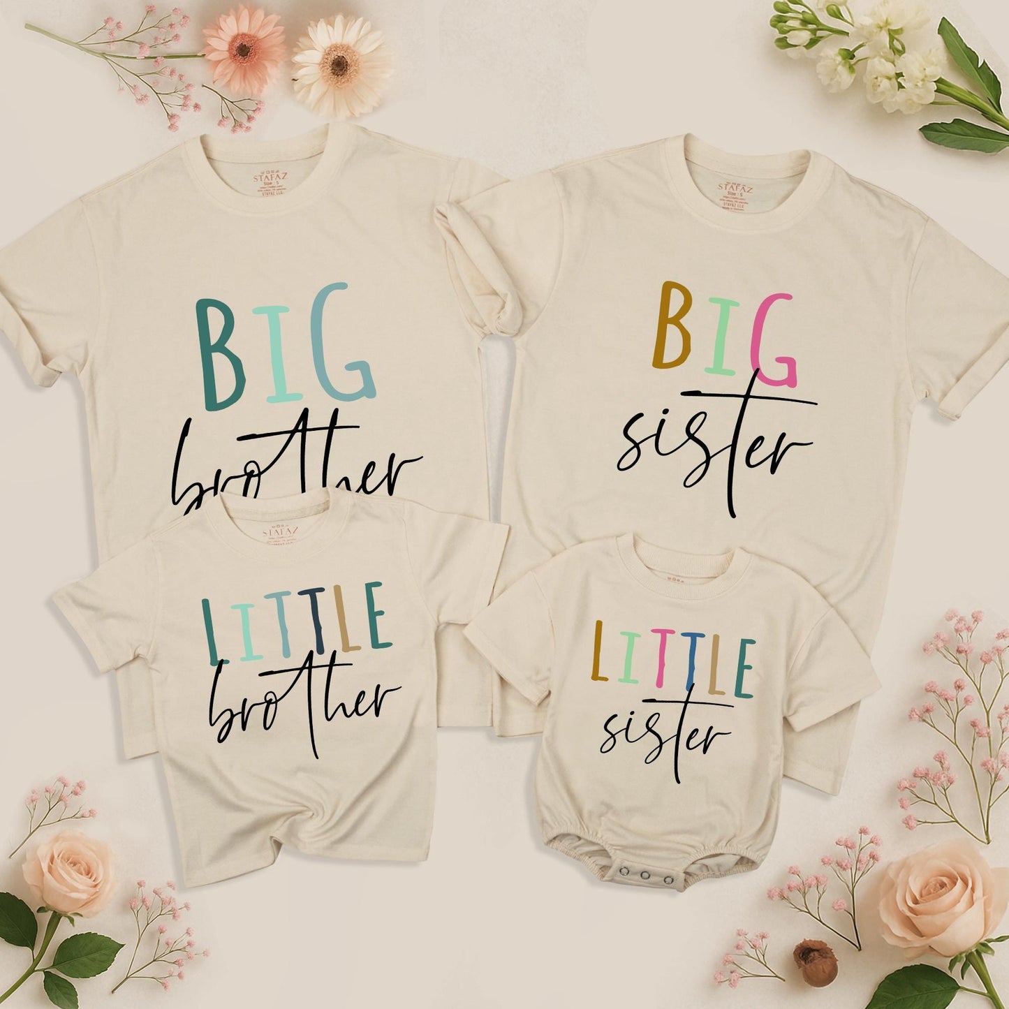 Big Brother Big Sister Matching Baby Outfit, Pregnancy Announcement Shirts for Family Reveal, Soft Cotton Tee Set