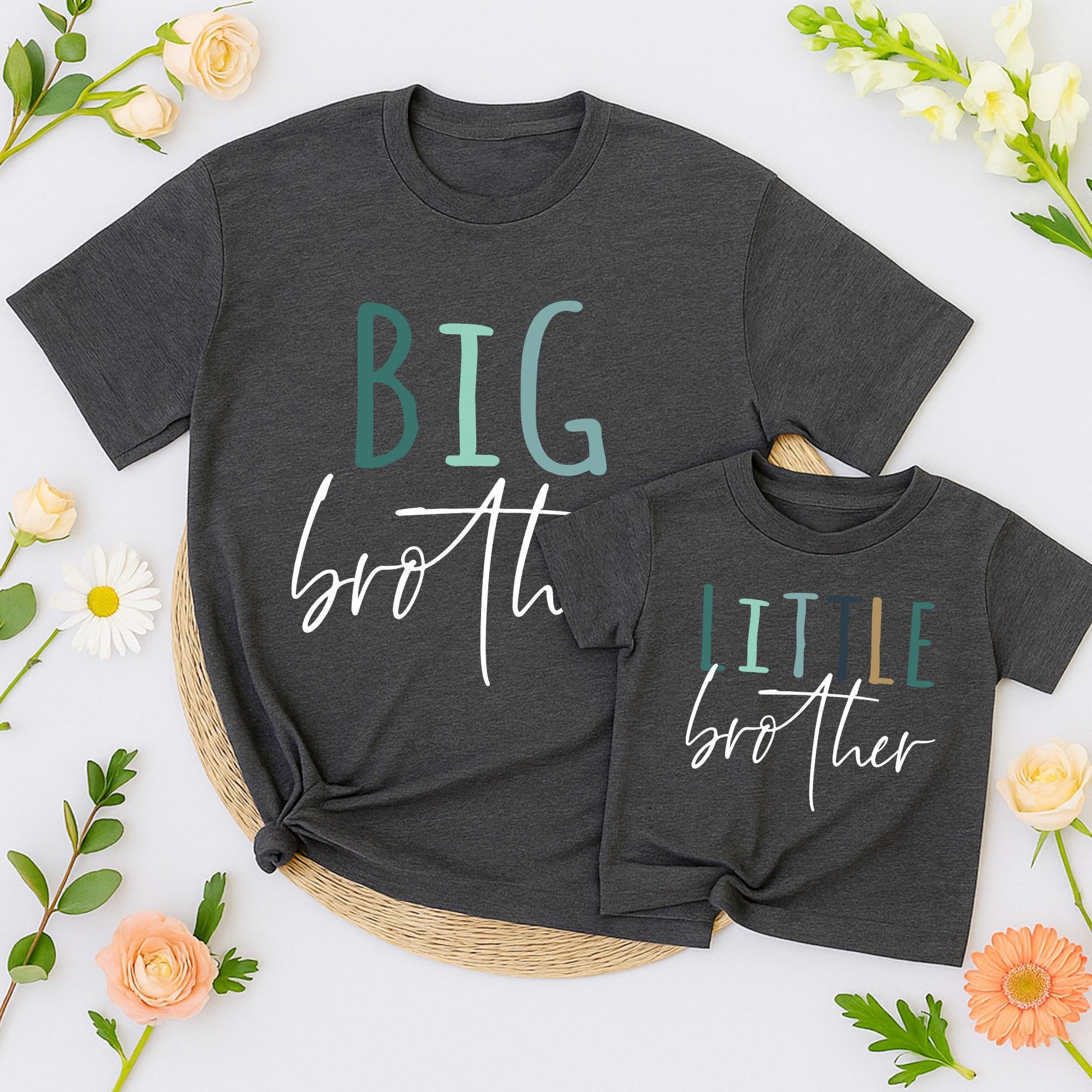 Big Brother Big Sister Matching Baby Outfit, Pregnancy Announcement Shirts for Family Reveal, Soft Cotton Tee Set