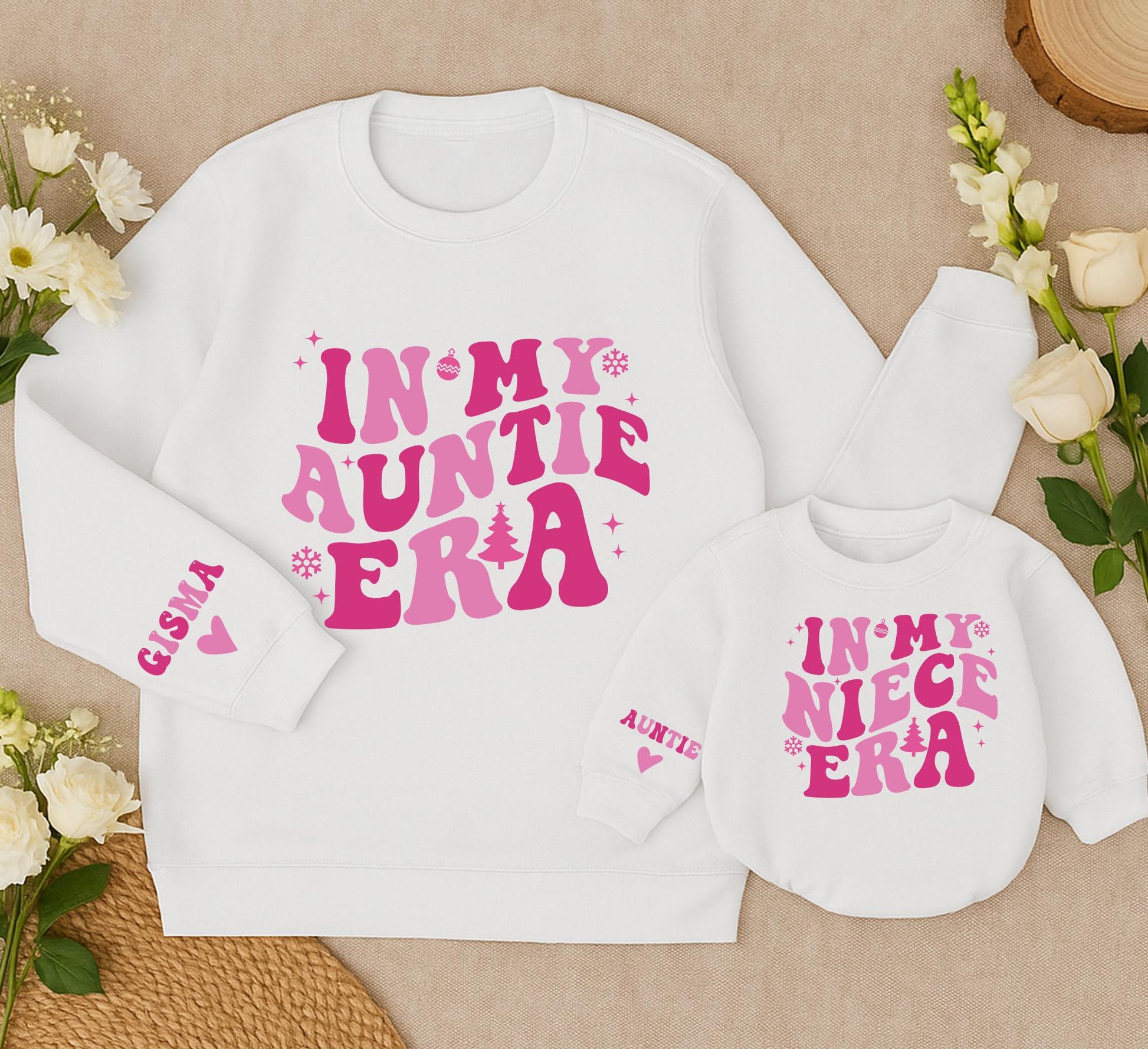 In My Auntie & Niece Era Matching Sweatshirt Set Christmas Outfit, Personalized Aunt Gift, Playful Holiday Sweaters for Cool Aunts & Nieces, Fun Present