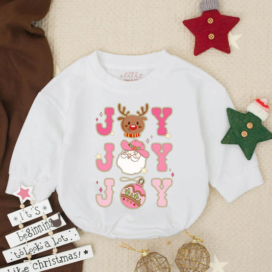 Girly Joy Howdy Christmas Baby Romper Western Infant Outfit with Sparkly Pink Letters Rope Cartoon Santa Reindeer Ornament Toddler Festive Holiday Clothes Rustic Winter Gift