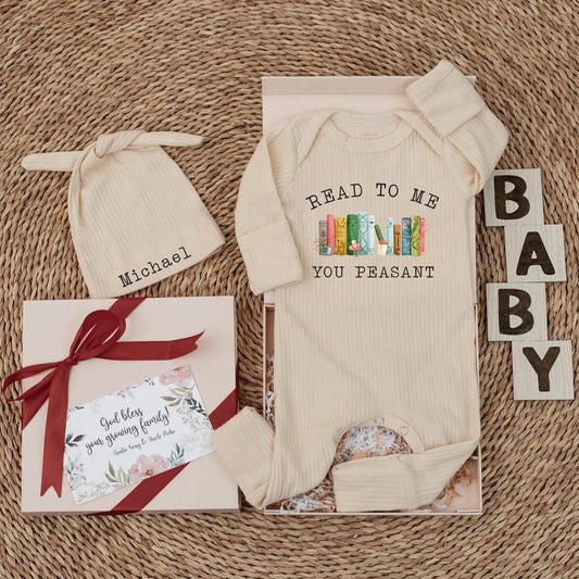 Read to Me You Peasant Bookish Baby Bodysuit, Whimsical Pastel Books Newborn Outfit, Book Lover Gift for Baby Shower, Cute Reading Clothes, 136 Characters