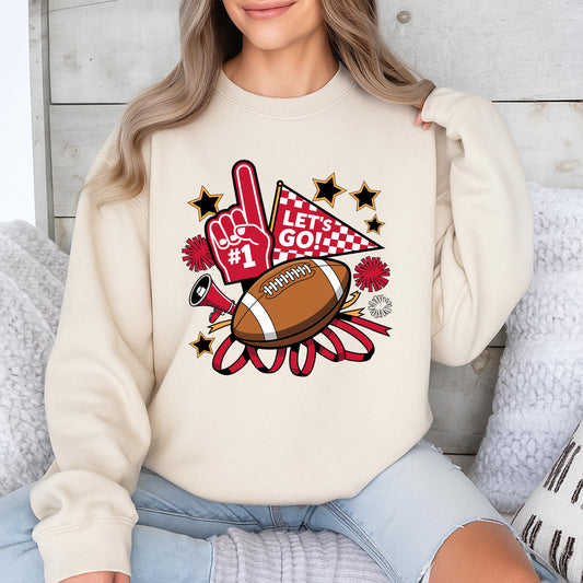 Game Day Cheer Sweatshirt: Football Mom Spirit Wear Outfit with Pom-Poms & Megaphone! Cute Cheerleader Gift for High School & College Game Nights!