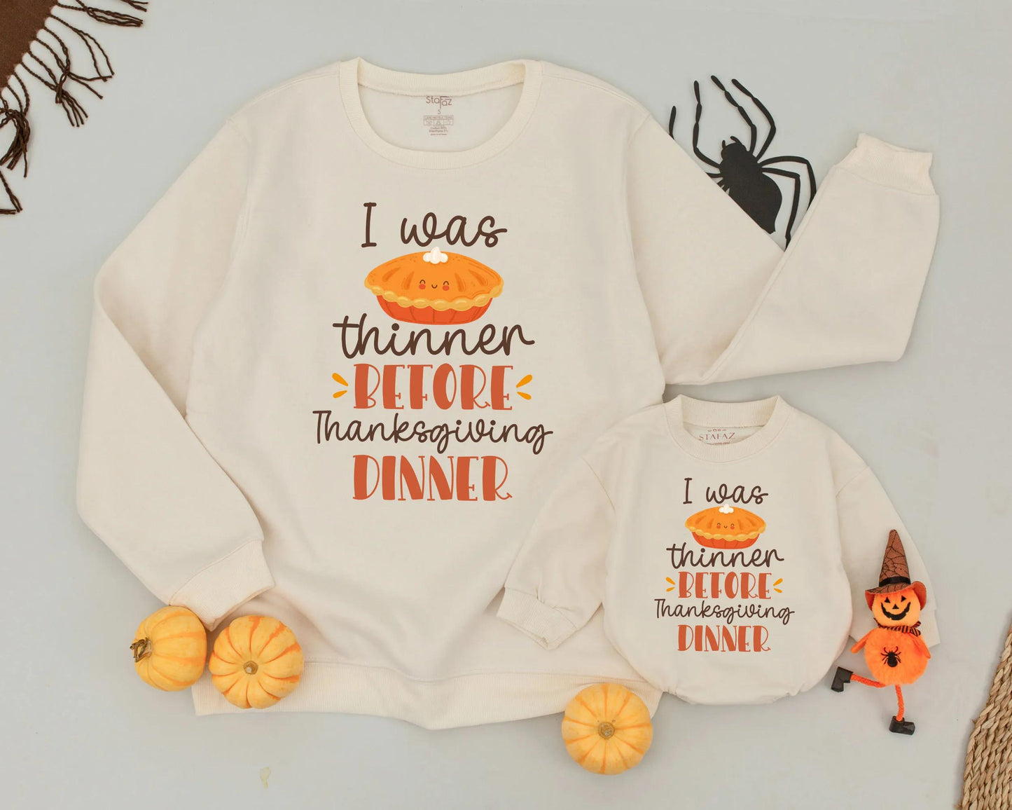 Funny Thanksgiving Matching Family Sweatshirt, Pumpkin Pie I Was Thinner Design, Fall Outfit, Mommy and Me Sweater, Pumpkin Season Shirt (139 chars)