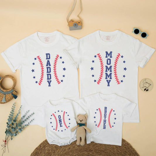 Baseball First Birthday Family Matching Shirts for Boy Mom Dad Sport Theme Party Outfit Memorable Celebration Gift Soft Comfortable Cotton Wear