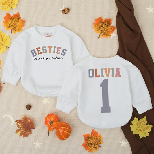 Second Besties Romper Set: Custom BFF Baby Clothes, Best Friend Outfit for Toddler, Personalized Baby Shower Gift, New Mom Gift, Soft Cotton, Comfy (139 chars)