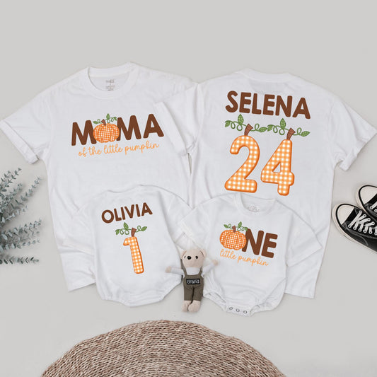 Custom Little Pumpkin 1st Birthday Matching Family Fall Outfit Romper Thanksgiving Gift