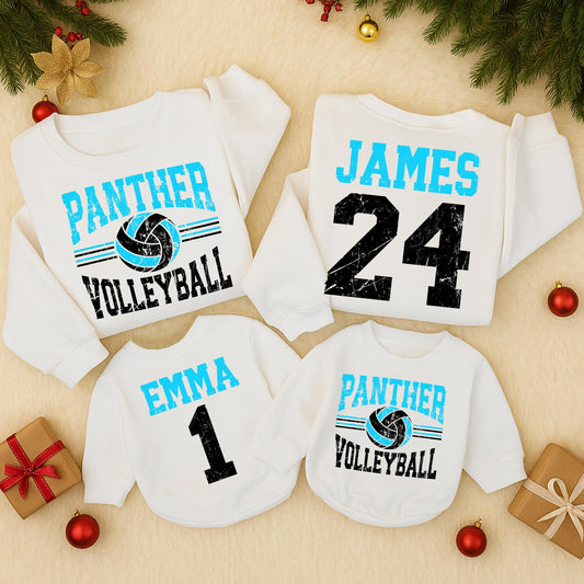Wildcats Volleyball Mom Sweatshirt Custom Name Number, Game Day Sports Team Sweater Personalized High School Volleyball Fan Gift Yellow Black Design