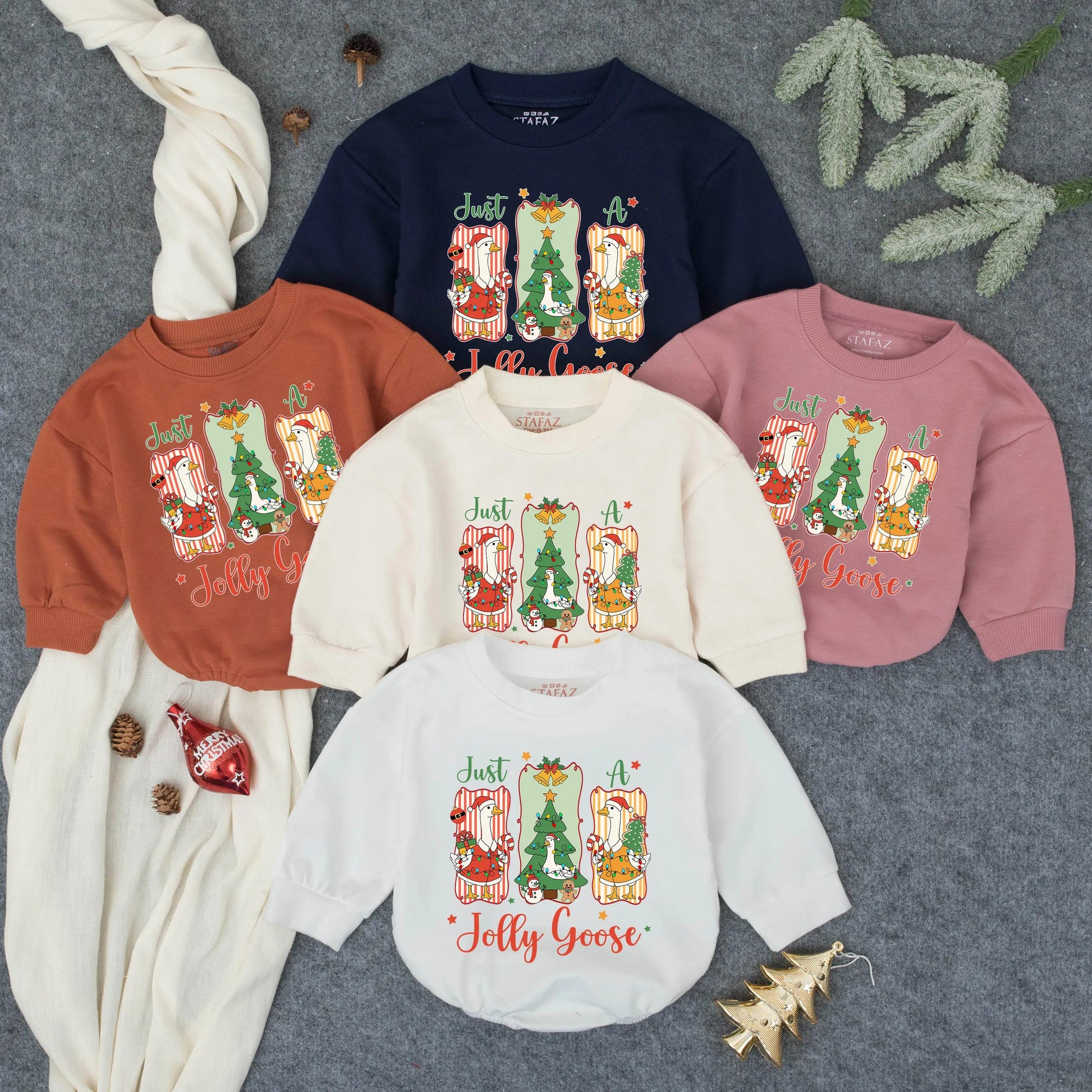 Jolly Goose Christmas Romper: Festive Holiday Outfit for Baby, First Christmas, Cute Infant Toddler Clothes, Baby Shower Gift, Preppy Cartoon Geese