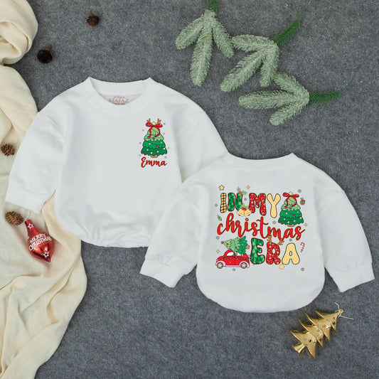 First Christmas Baby Romper, Personalized Name Infant Outfit, Red Truck Holiday Newborn Clothes, Custom Xmas Gift, Cute Winter Jumpsuit 132