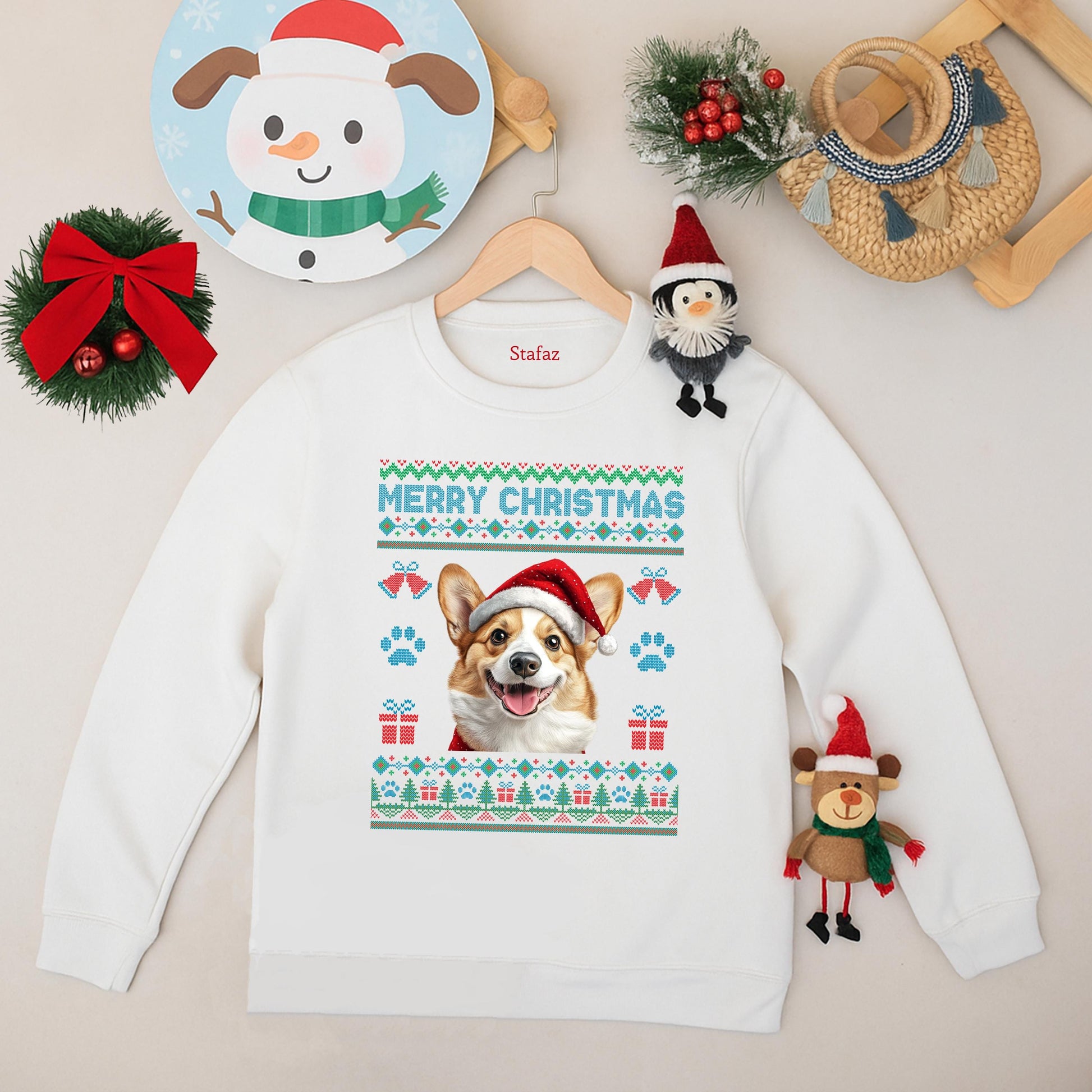 Custom Pet Face Ugly Christmas Sweatshirt Dog Lover Holiday Sweater Festive Gift for Pet Parents Funny Canine Cat Owners Apparel