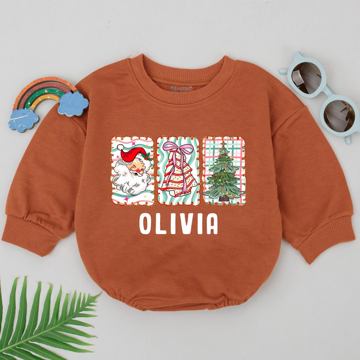 Personalized Retro First Christmas Bodysuit Custom Name Newborn Outfit Xmas Baby Clothes Soft Cotton Romper Baby Shower Gift Holiday Keepsake (138)