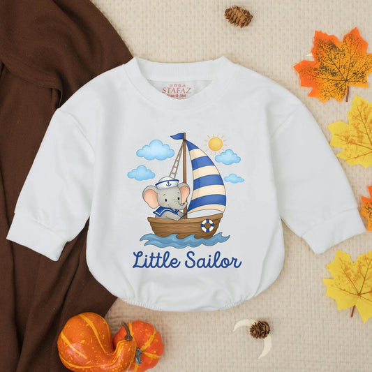 Little Sailor Baby Boy Romper Outfit, Nautical Theme Newborn Gift, Infant Clothes Toddler Boy, Blue Waves, Sailor Hat, Baby Shower Gift