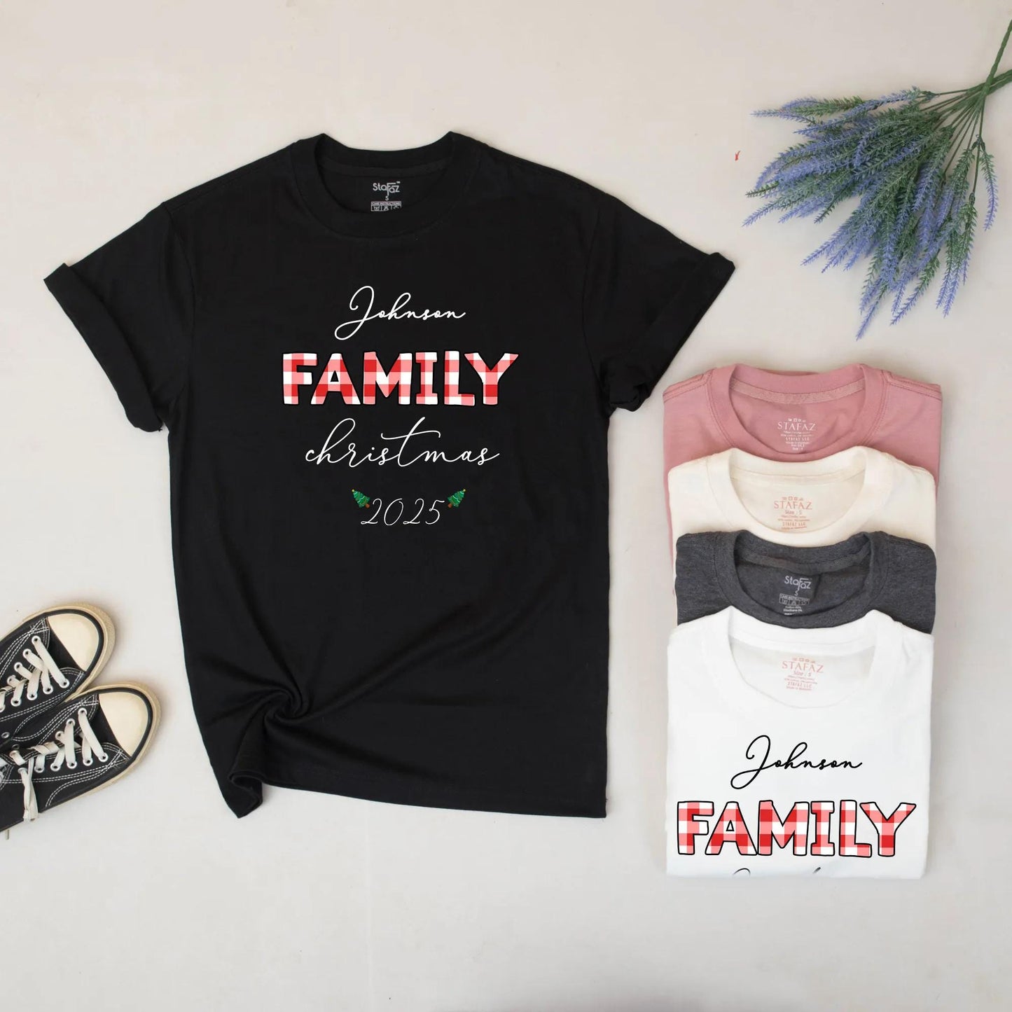 Johnson Family Christmas 2025 Sweatshirt Red Plaid Trees Making Memories Together Matching Outfit Mama Baby