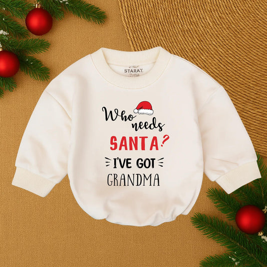 Who Needs Santa? I've Got Grandma Baby Romper Christmas Outfit Funny Red & Black Design Newborn Bodysuit Holiday Gift