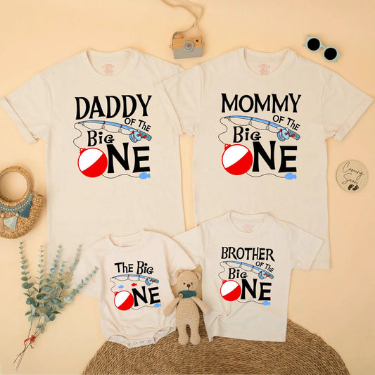The Big One Fishing Matching Family Birthday Shirts, O-Fish-Ally One, Reel Cool First Birthday Party, Brother, Mommy, Daddy, Blue Fish, Red Bobber (138)