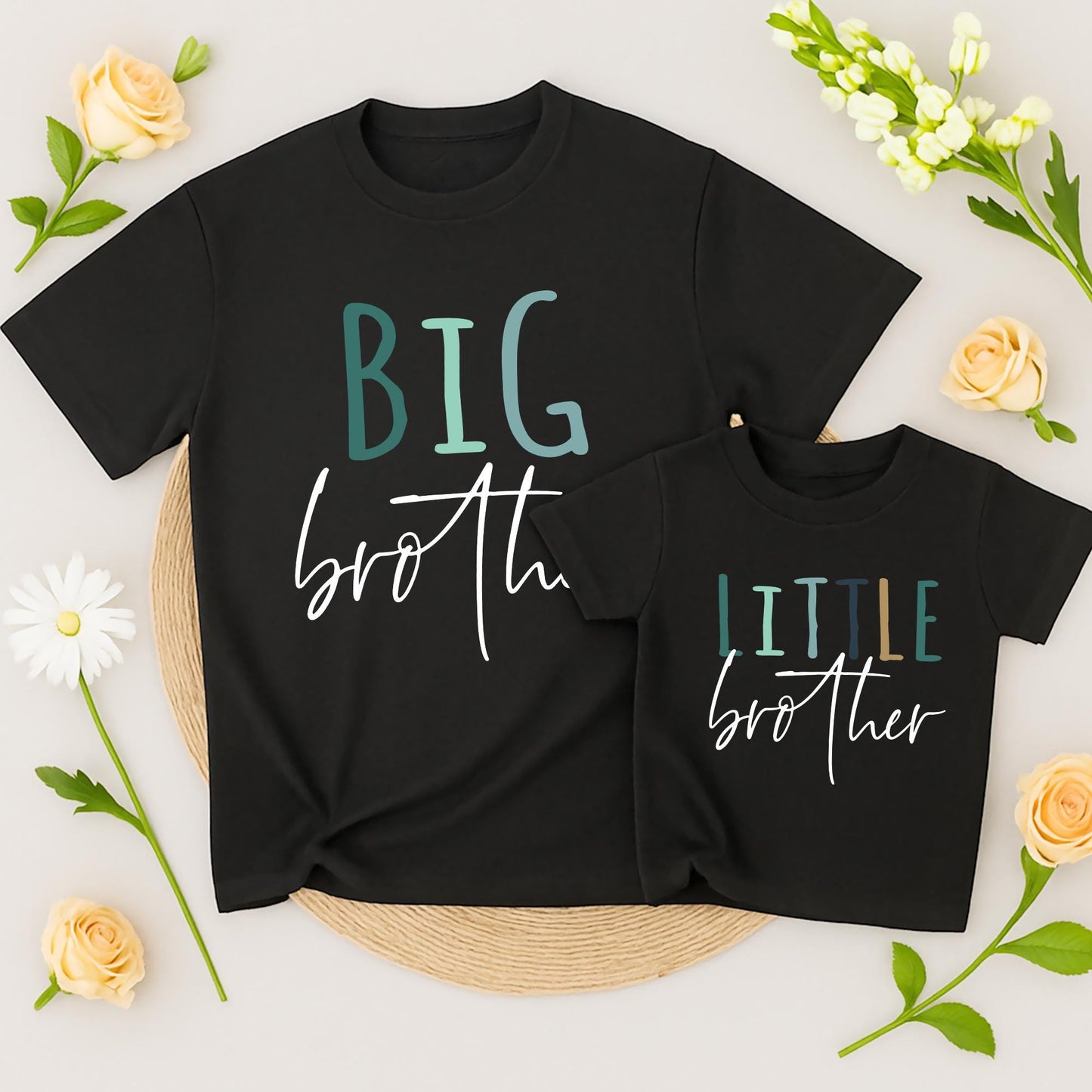 Big Brother Big Sister Matching Baby Outfit, Pregnancy Announcement Shirts for Family Reveal, Soft Cotton Tee Set