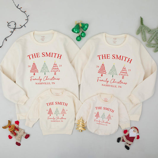 Matching Family Christmas Sweatshirt - Personalized Names Gift for Xmas 2025 Holiday Outfits - Custom Family Name Sweatshirt