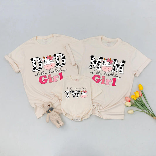 Holy Cow I'm One! Matching Family Cow Birthday Shirt, Farm Girl Outfit, Cute Pink Bow, First Birthday Tee, Farm Party, Baby Girl, Toddler Tee 1st Birthday