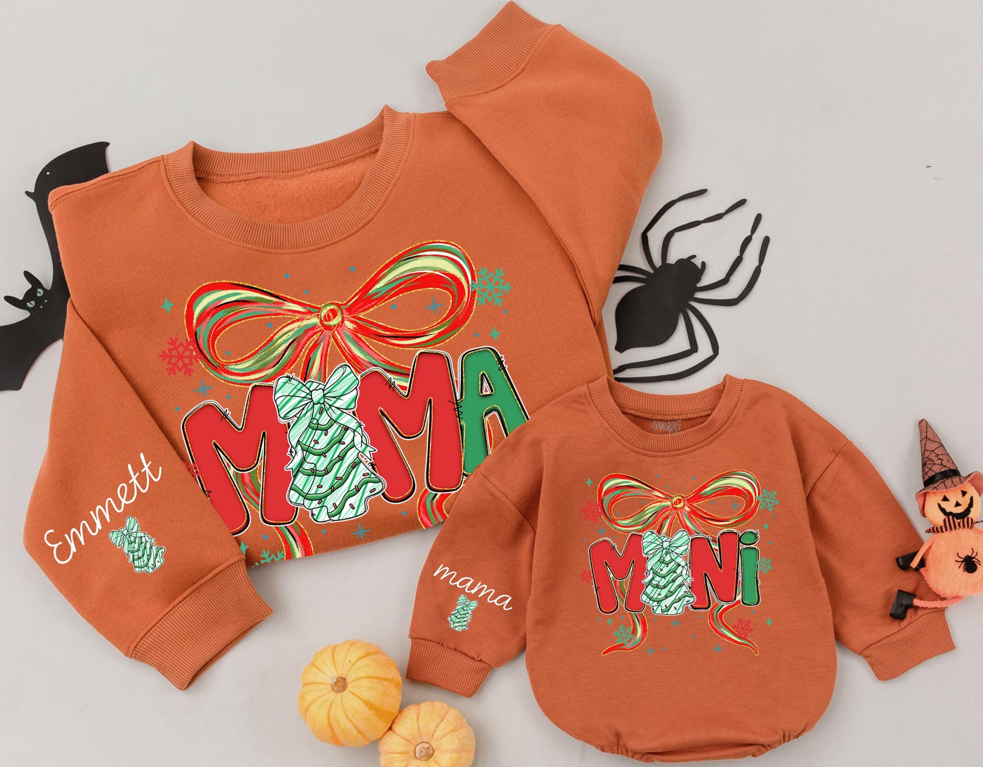 Mama and Me Christmas Tree Bow Sweatshirt Cozy Tis the Season Matching Family Outfit Custom Xmas Gift