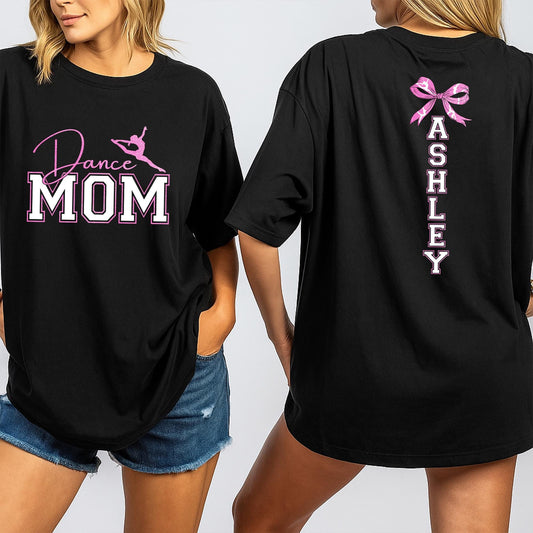 Glitter Dance Mom Shirt Personalized with Name, Sparkly Dance Team Tee, Bling Cheer Mom Outfit, Dance Competition Gift