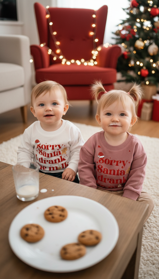 Sorry Santa I Drank The Milk Sweatshirt Cute Christmas Toddler Sweatshirt Funny Holiday Outfit Baby Boy Girl Winter Clothes Santa Hat 1st Xmas Gift 139