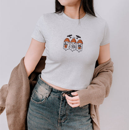 Spooky Y2K Fashion Tee - Graphic Halloween Crop Top for Girls' 90s Style