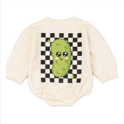 Adorable Vegan Baby Romper - Newborn Pickle Themed Sweatshirt Outfit