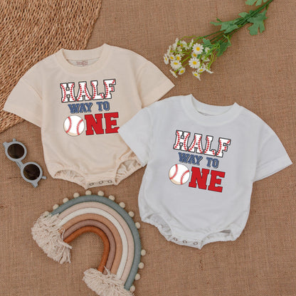 Adorable Half-Birthday Baseball Romper - Ideal 6-Month Milestone Outfit for Kids