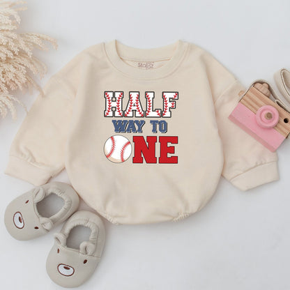 Adorable Half-Birthday Baseball Romper - Ideal 6-Month Milestone Outfit for Kids