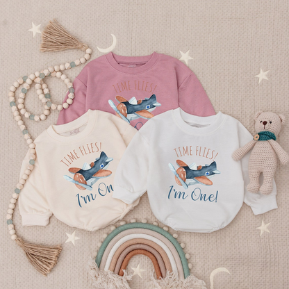 1st Birthday Airplane Romper - Personalized Birthday Outfit for Newborns
