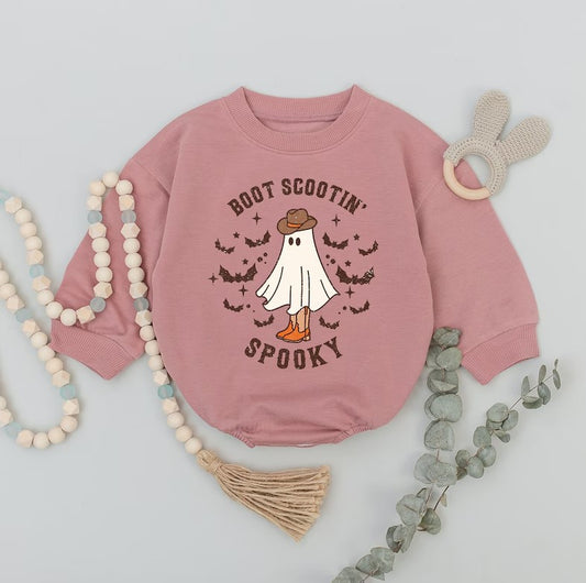 Spooky Western Romper: Retro Cowboy Baby Outfit for Halloween, 65-70 Characters