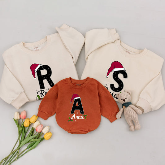 Christmas Custom Family Matching Sweatshirts - Personalized Outfits for Baby, Mom & Dad