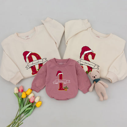 Christmas Custom Family Matching Sweatshirts - Personalized Outfits for Baby, Mom & Dad