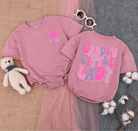Charming Daddy's Little Lady Short-Sleeve Romper Outfit - Perfect Gift