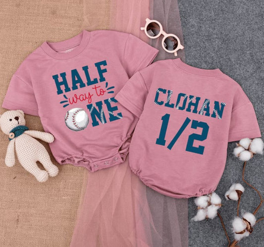 Adorable Halfway-to-One Baseball Baby Romper for Summer Celebrations