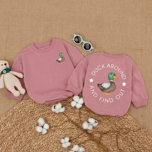 Adorable Duckling Bodysuit: Bubble Romper for Lively Infants & New-Born