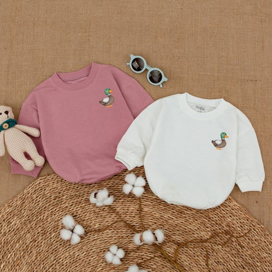 Adorable Duckling Bodysuit: Bubble Romper for Lively Infants & New-Born