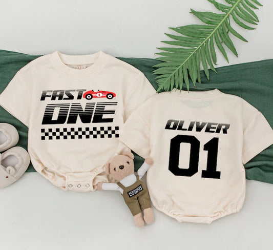 Pit Crew Family Match, Fast One Race Car Themed Birthday T-Shirts