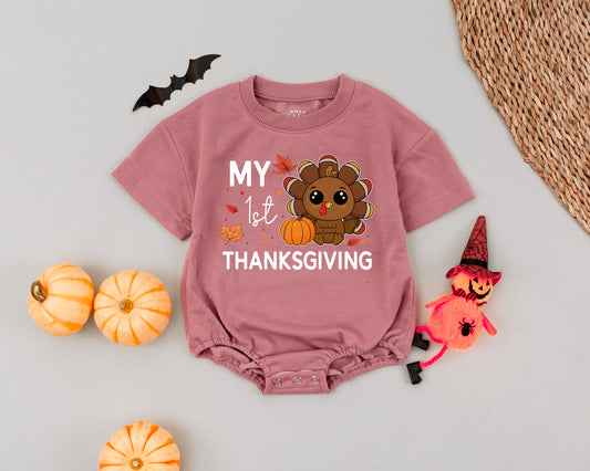 Exclusive First Thanksgiving Bubble Romper for Babes, Perfect Baby Shower Gift