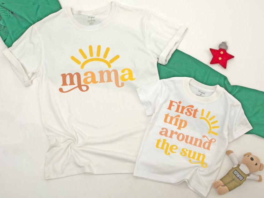 First Birthday 'Round Sun' Outfit, Match Family Shirts, Mommy & Me Wear