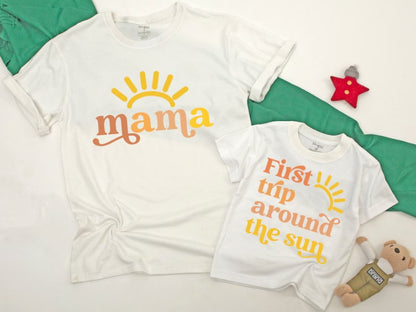 First Birthday 'Round Sun' Outfit, Match Family Shirts, Mommy & Me Wear