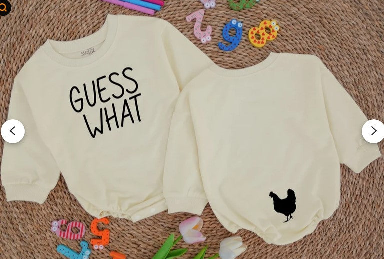 Unisex Baby Romper | Funny 'Guess What, Chicken Butt' Design | Baby Gift