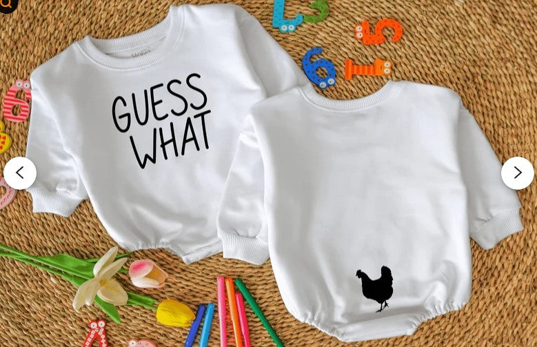 Unisex Baby Romper | Funny 'Guess What, Chicken Butt' Design | Baby Gift