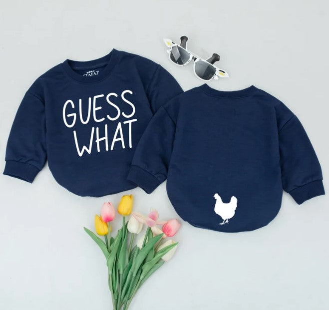 Unisex Baby Romper | Funny 'Guess What, Chicken Butt' Design | Baby Gift